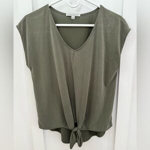 Green Envelope V-Neck Tie-Front Blouse
